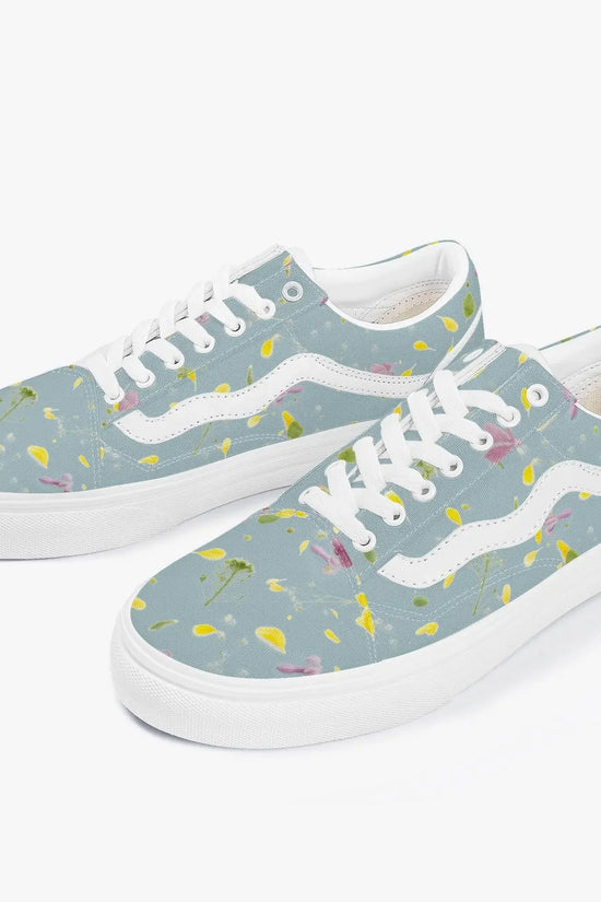 Floral Trendy Low-Top Canvas Pistachio Sneakers - IVORYNN