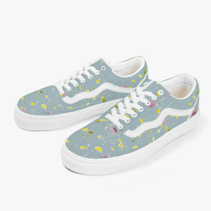 Floral Trendy Low-Top Canvas Pistachio Sneakers - IVORYNN