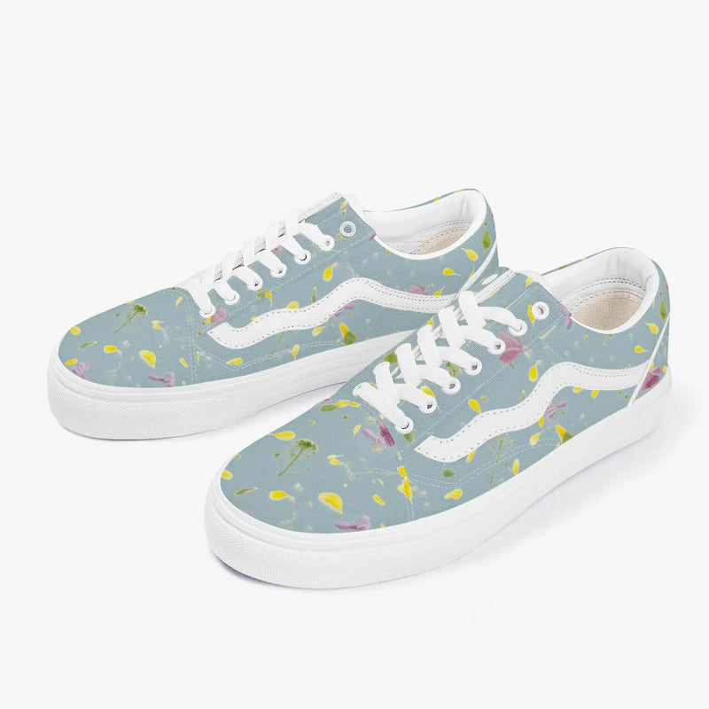 Floral Trendy Low-Top Canvas Pistachio Sneakers - IVORYNN