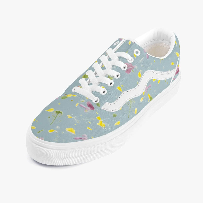 Floral Trendy Low-Top Canvas Pistachio Sneakers - IVORYNN