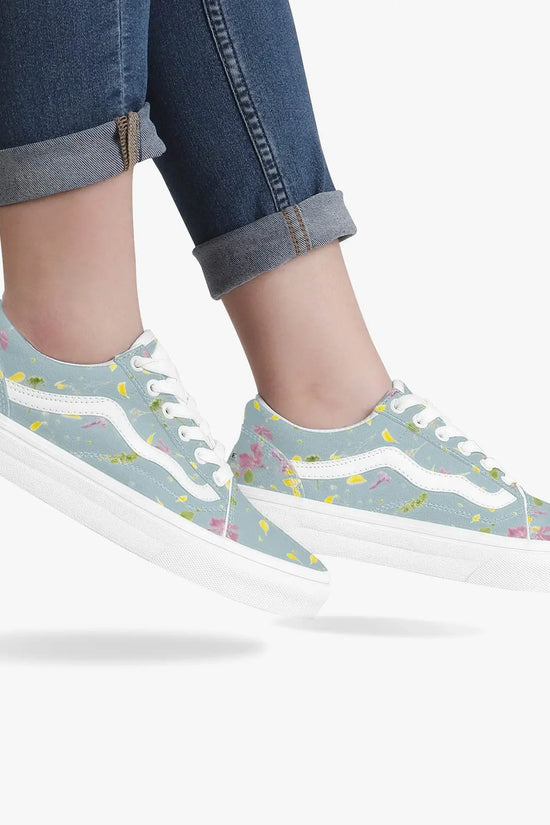 Floral Trendy Low-Top Canvas Pistachio Sneakers - IVORYNN