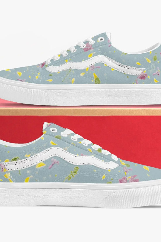 Floral Trendy Low-Top Canvas Pistachio Sneakers - IVORYNN
