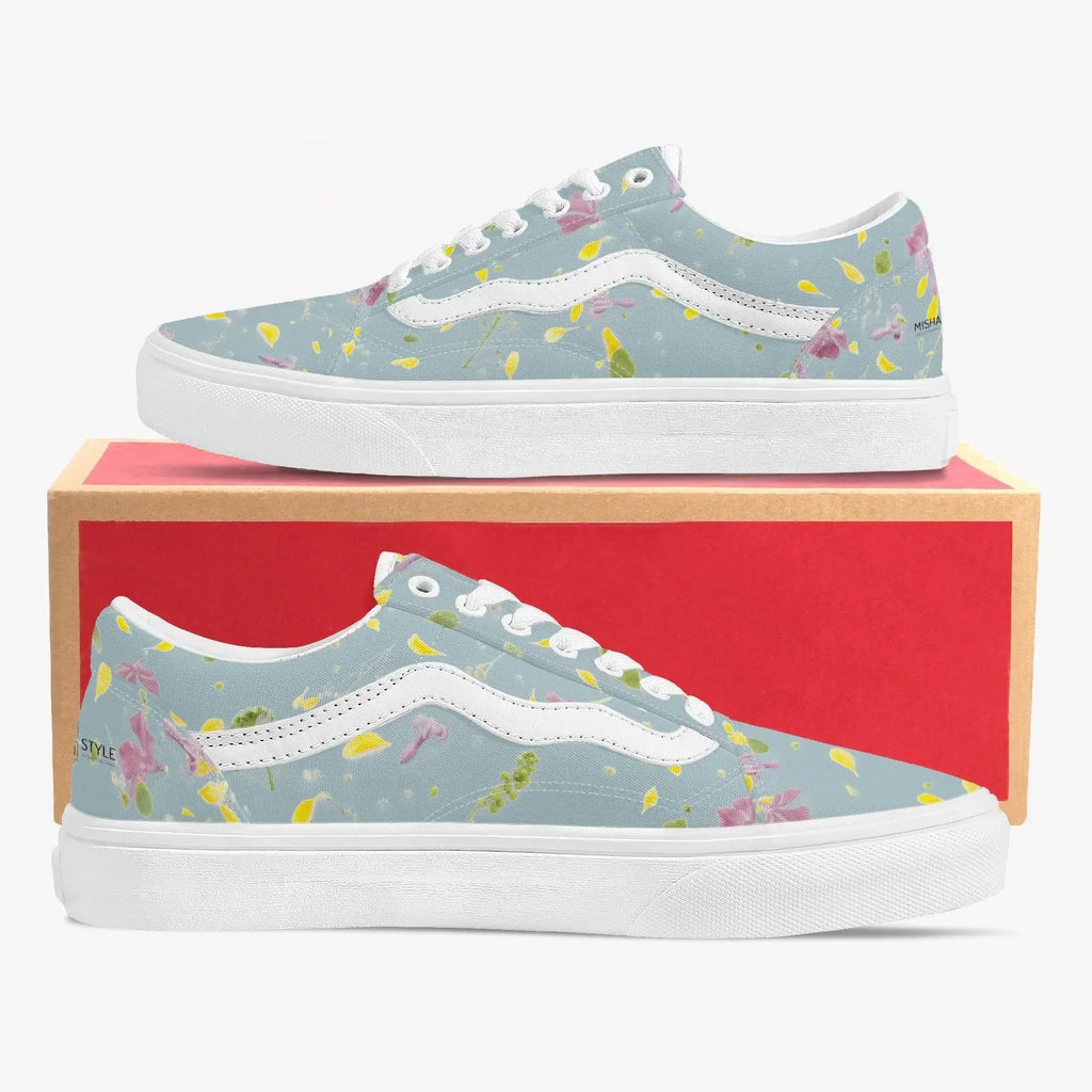 Floral Trendy Low-Top Canvas Pistachio Sneakers - IVORYNN