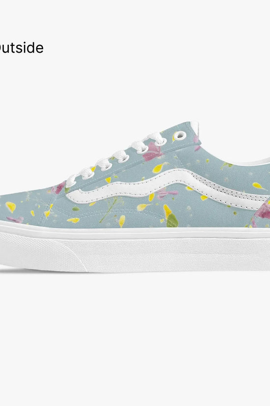 Floral Trendy Low-Top Canvas Pistachio Sneakers - IVORYNN