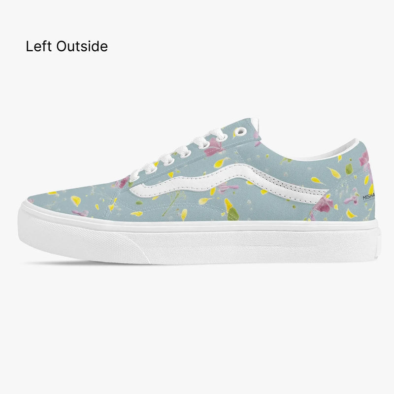Floral Trendy Low-Top Canvas Pistachio Sneakers - IVORYNN