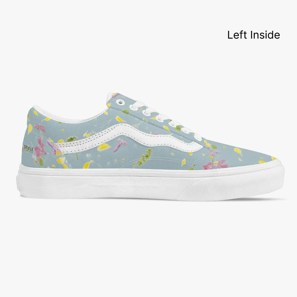 Floral Trendy Low-Top Canvas Pistachio Sneakers - IVORYNN
