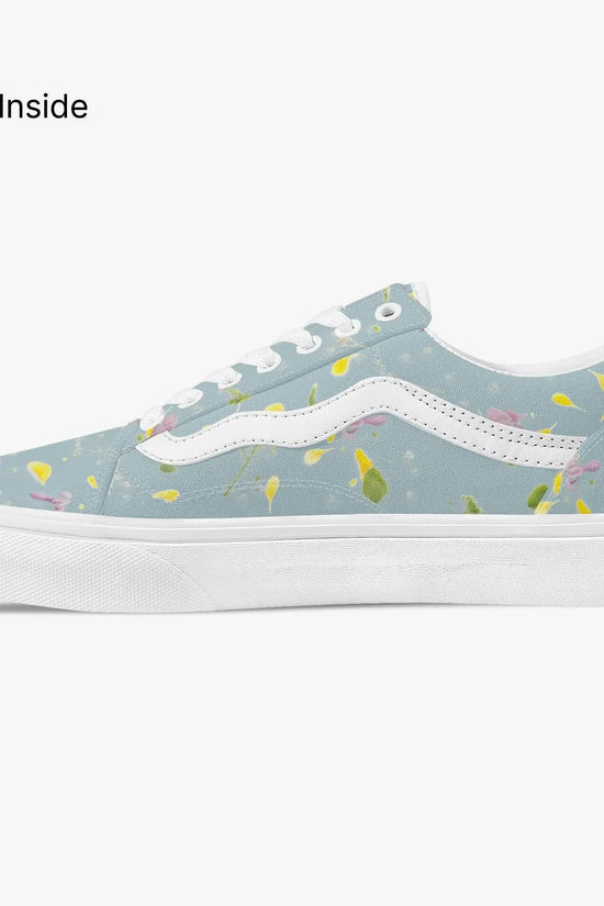 Floral Trendy Low-Top Canvas Pistachio Sneakers - IVORYNN
