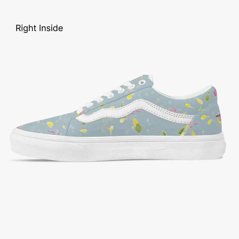 Floral Trendy Low-Top Canvas Pistachio Sneakers - IVORYNN