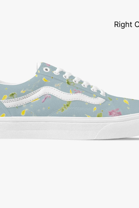Floral Trendy Low-Top Canvas Pistachio Sneakers - IVORYNN