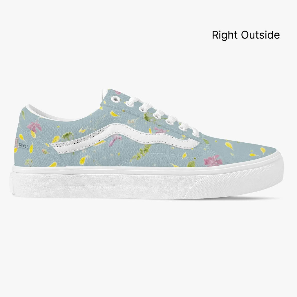 Floral Trendy Low-Top Canvas Pistachio Sneakers - IVORYNN