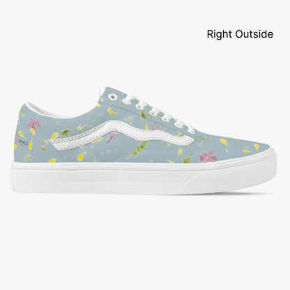 Floral Trendy Low-Top Canvas Pistachio Sneakers - IVORYNN
