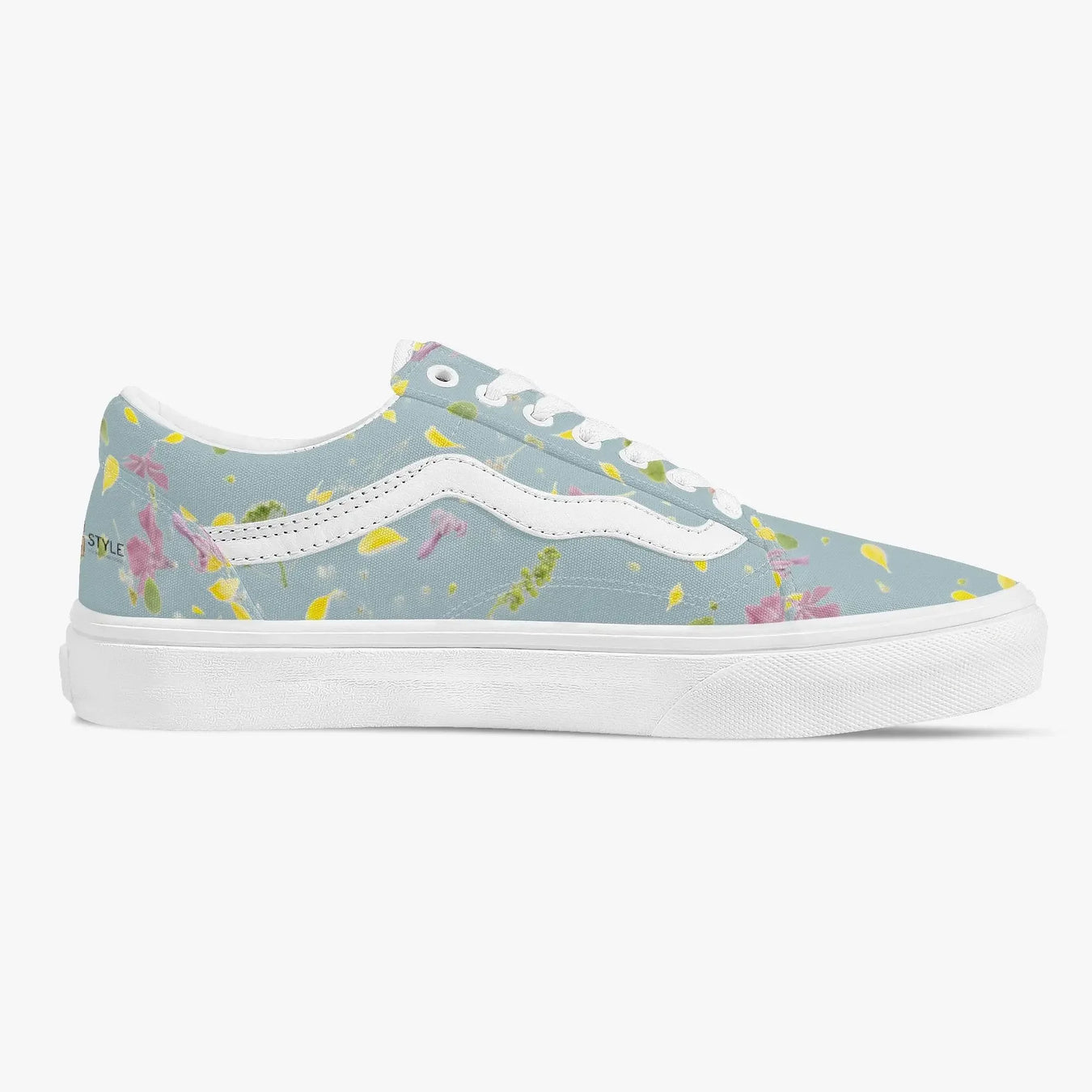 Floral Trendy Low-Top Canvas Pistachio Sneakers - IVORYNN