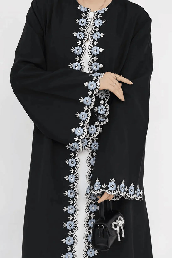 Flower Embroidery Luxury Open Abaya - IVORYNN