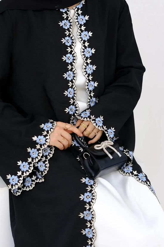 Flower Embroidery Luxury Open Abaya - IVORYNN