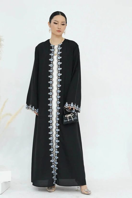 Flower Embroidery Luxury Open Abaya - IVORYNN