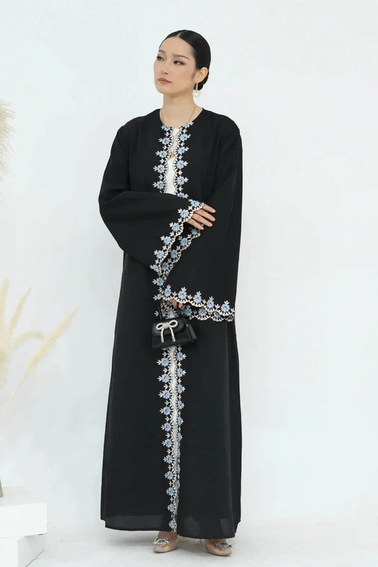 Flower Embroidery Luxury Open Abaya - IVORYNN