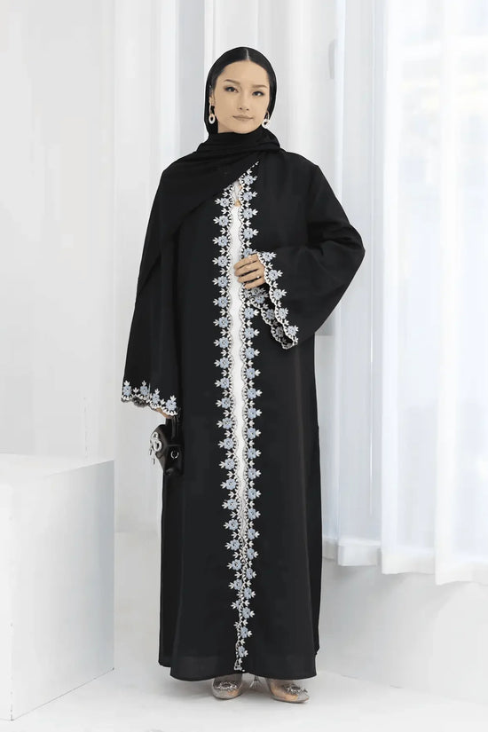 Flower Embroidery Luxury Open Abaya - IVORYNN
