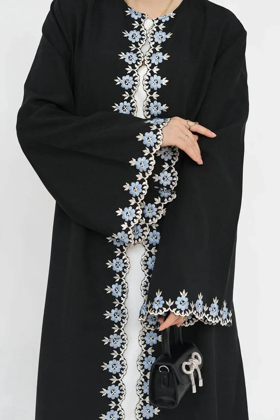 Flower Embroidery Luxury Open Abaya - IVORYNN