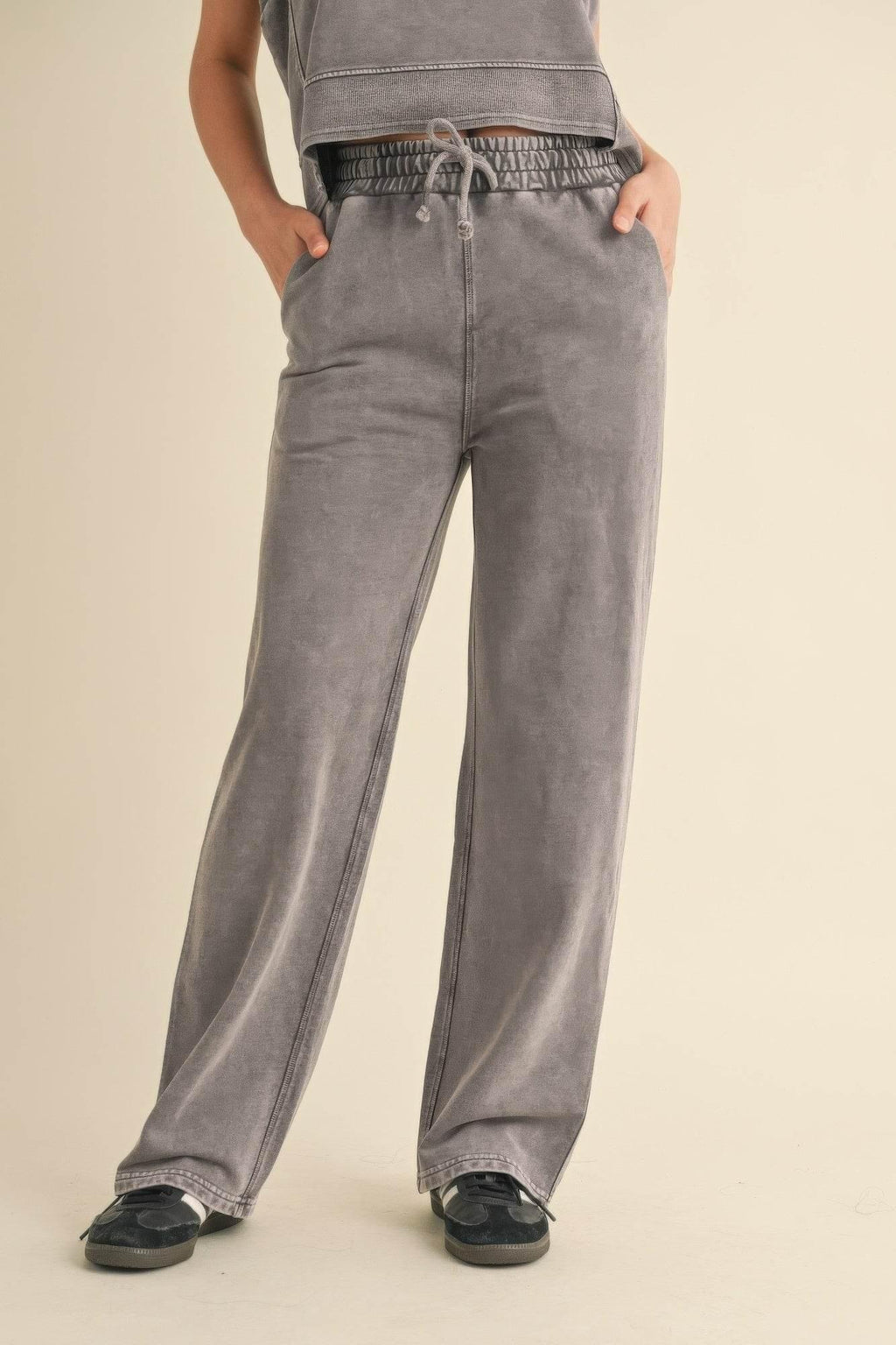 French Terry Mineral Wash Pants - IVORYNN