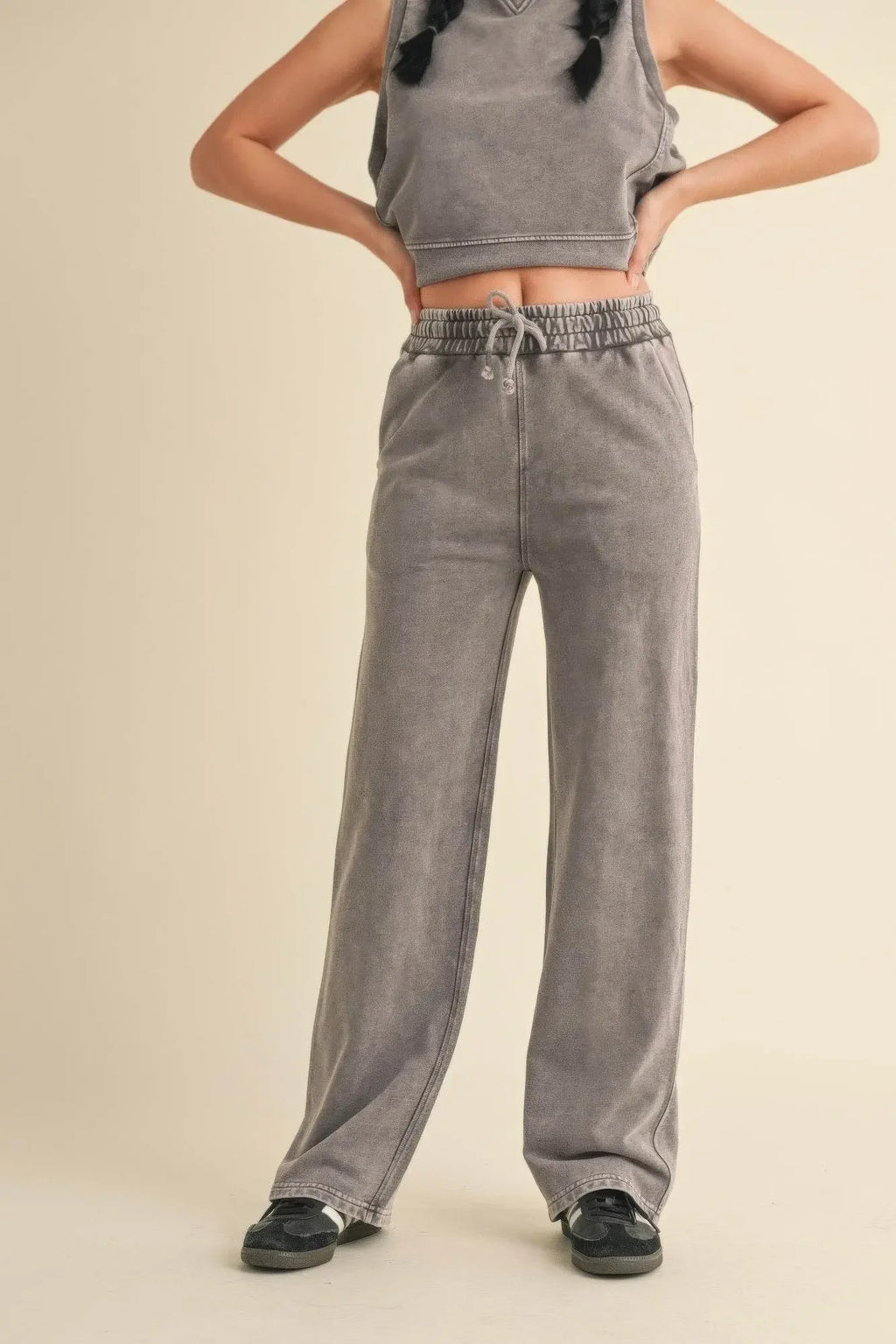 French Terry Mineral Wash Pants - IVORYNN