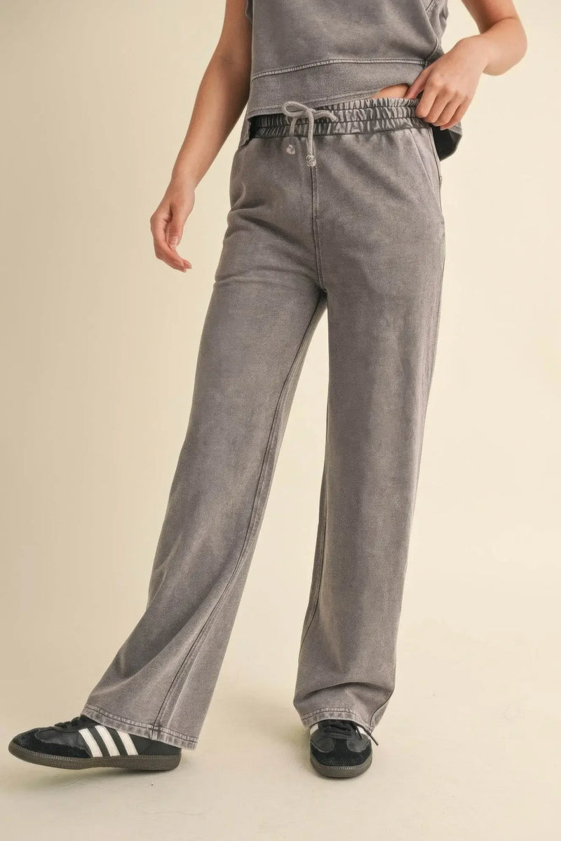 French Terry Mineral Wash Pants - IVORYNN