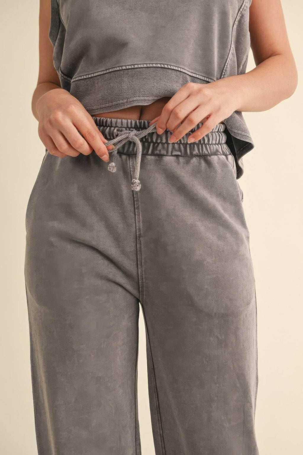 French Terry Mineral Wash Pants - IVORYNN