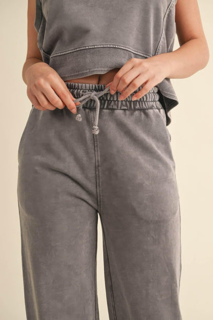 French Terry Mineral Wash Pants - IVORYNN