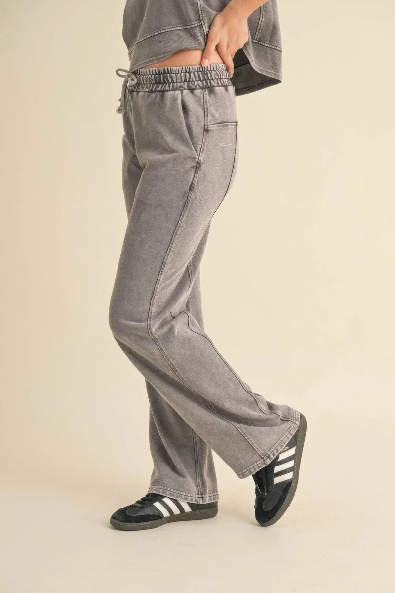 French Terry Mineral Wash Pants - IVORYNN