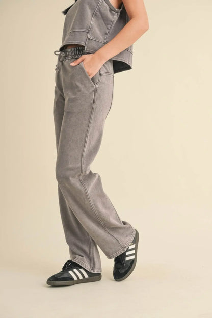 French Terry Mineral Wash Pants - IVORYNN