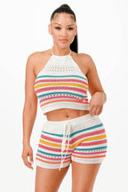 Fresh Ice Mood Crochet Short Set - IVORYNN