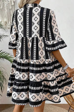 Fresh Look Tiered Notched Half Sleeve Casual Dress - IVORYNN