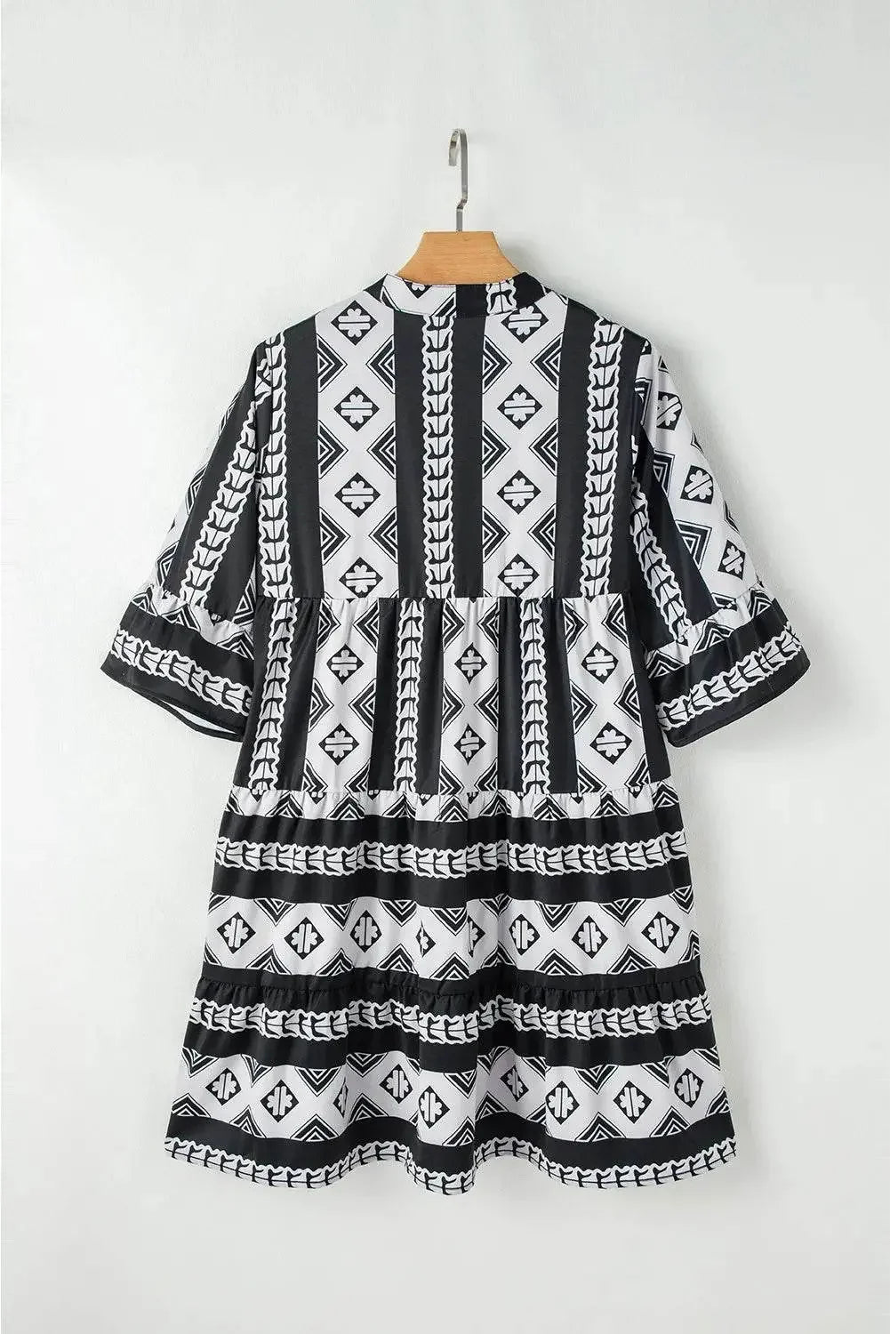 Fresh Look Tiered Notched Half Sleeve Casual Dress - IVORYNN