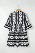 Fresh Look Tiered Notched Half Sleeve Casual Dress - IVORYNN