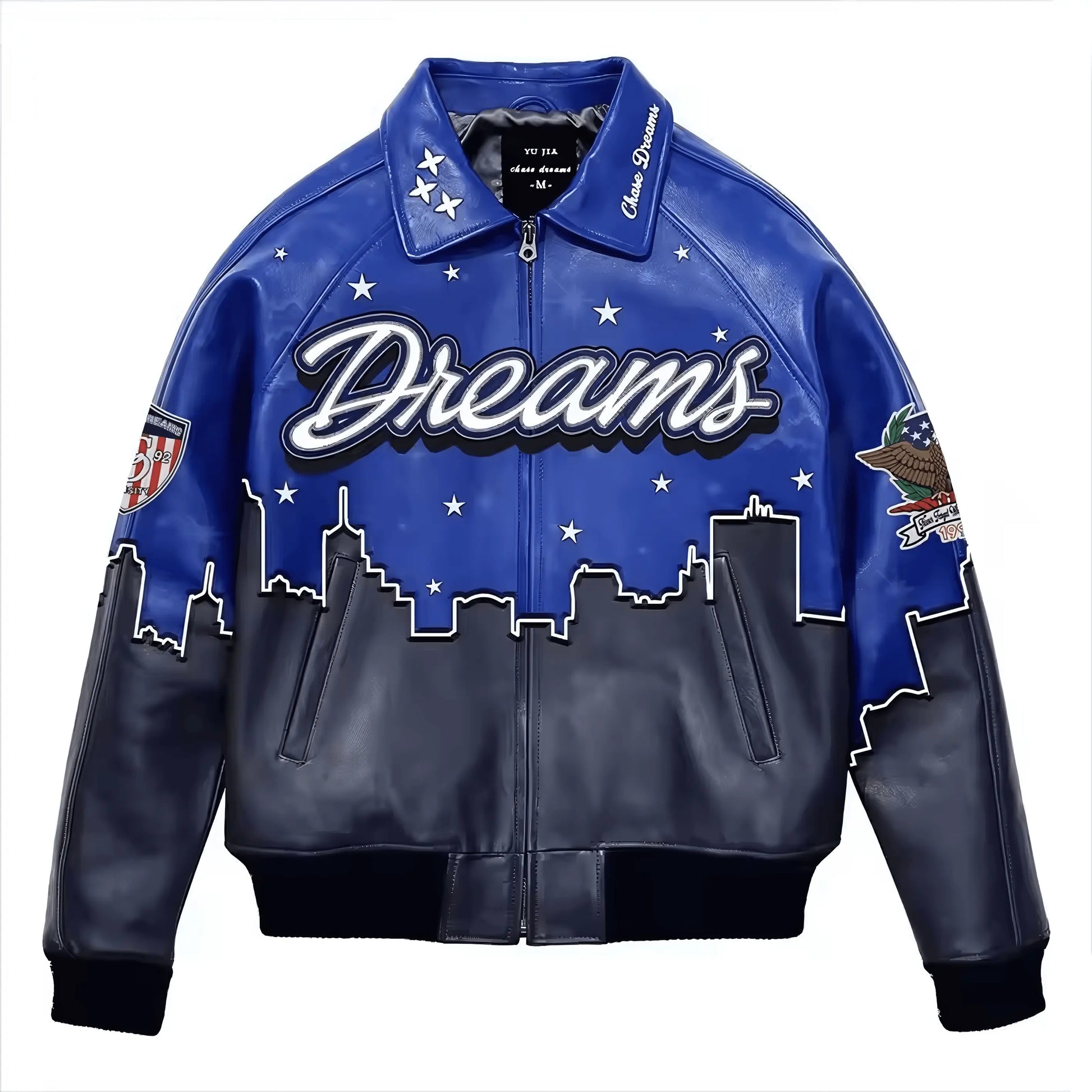 Genuine Leather Waterproof Embroidered Winter Jacket - IVORYNN