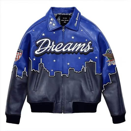 Genuine Leather Waterproof Embroidered Winter Jacket