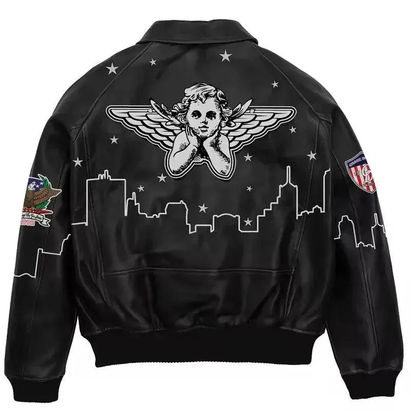 Genuine Leather Waterproof Embroidered Winter Jacket - IVORYNN