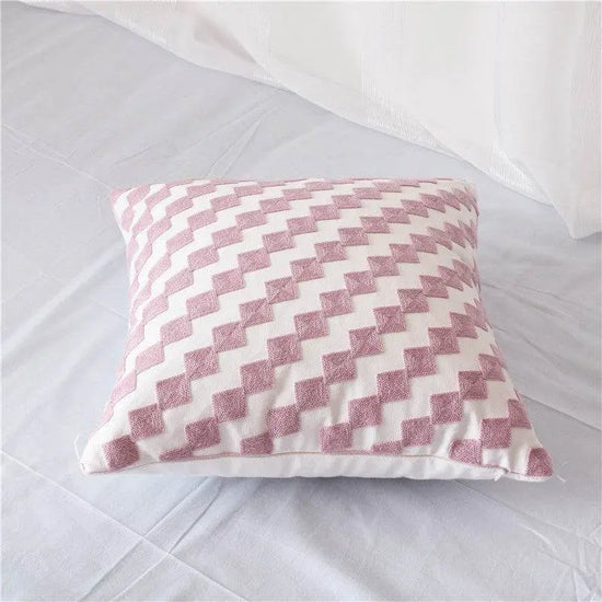 Geometric cotton embroidered pillowcase - IVORYNN