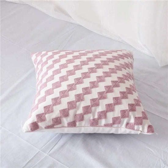 Geometric cotton embroidered pillowcase - IVORYNN