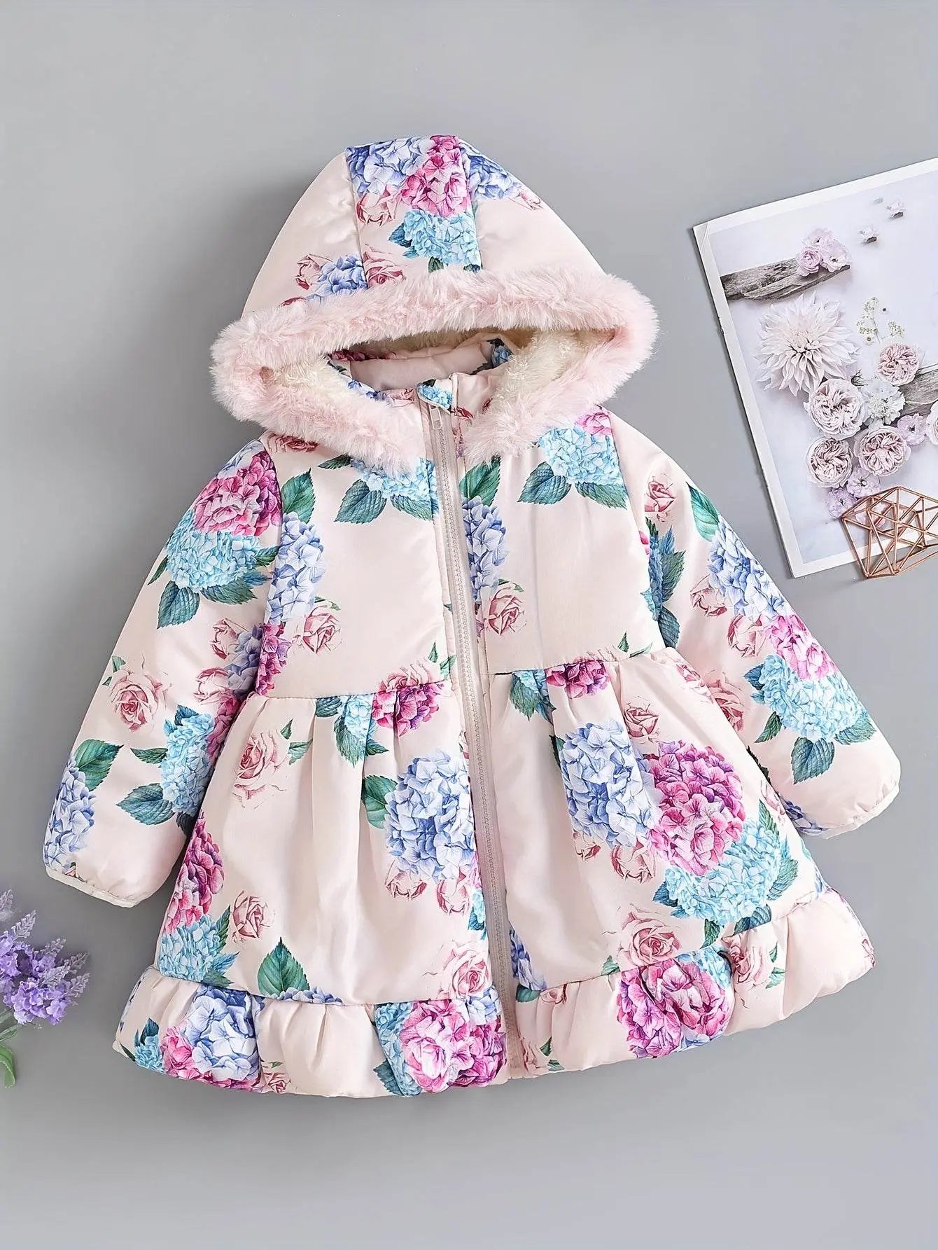 Girls Fleece-Lined Mid-Length Coat - IVORYNN