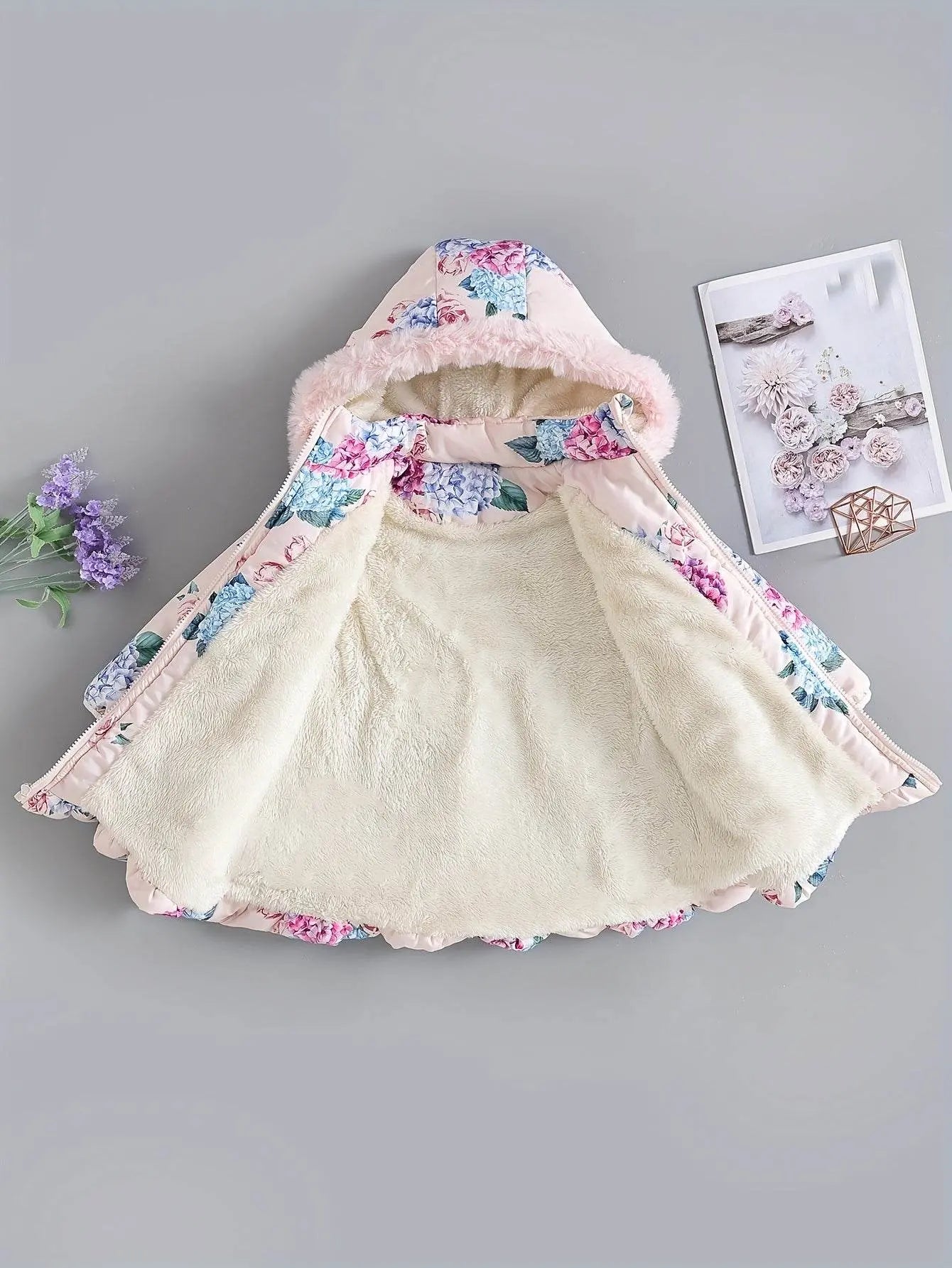 Girls Fleece-Lined Mid-Length Coat - IVORYNN