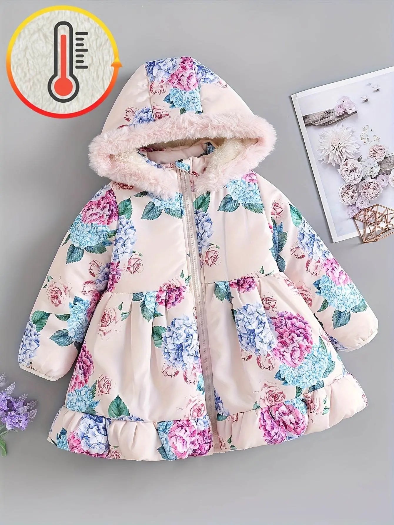 Girls Fleece-Lined Mid-Length Coat - IVORYNN