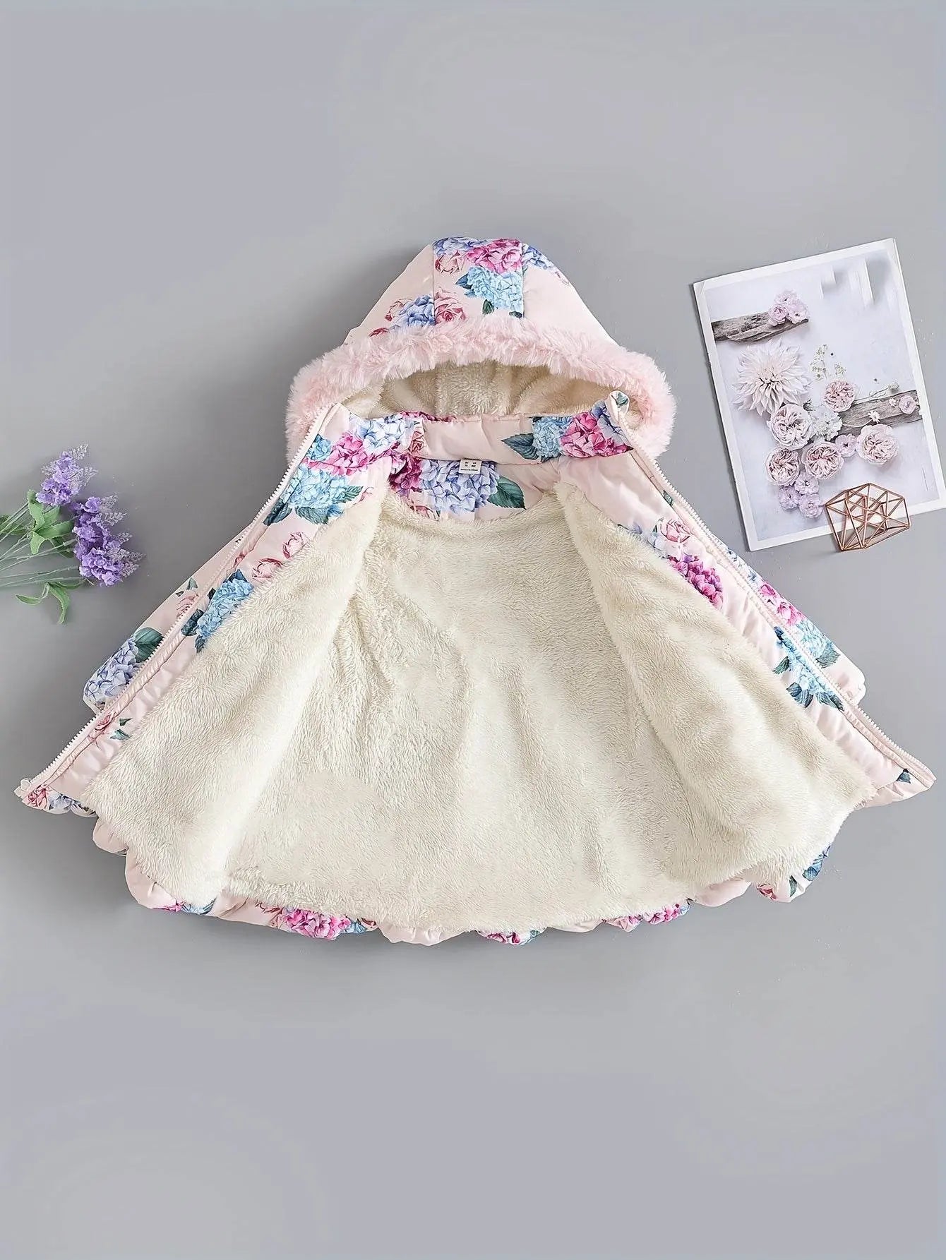 Girls Fleece-Lined Mid-Length Coat - IVORYNN