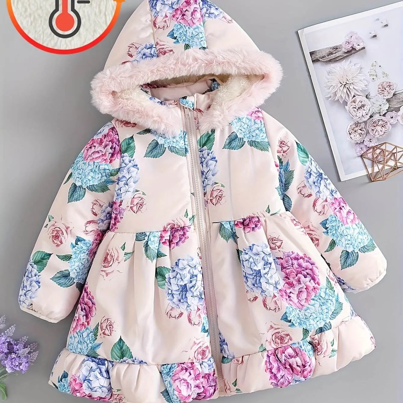 Girls Fleece-Lined Mid-Length Coat - IVORYNN