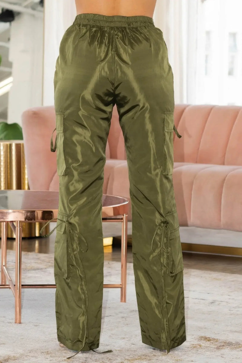 Glossy Luxury V Cut Cargo Pants - IVORYNN