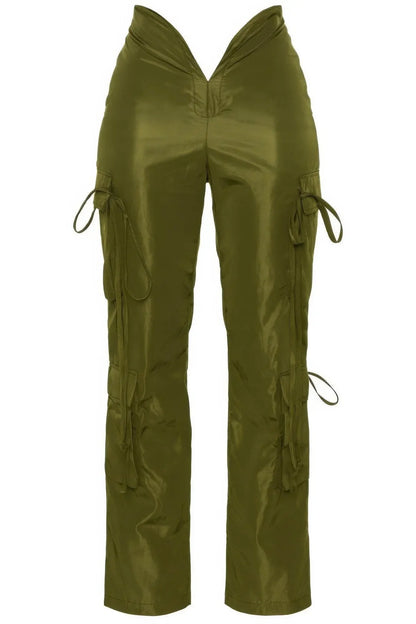 Glossy Luxury V Cut Cargo Pants - IVORYNN