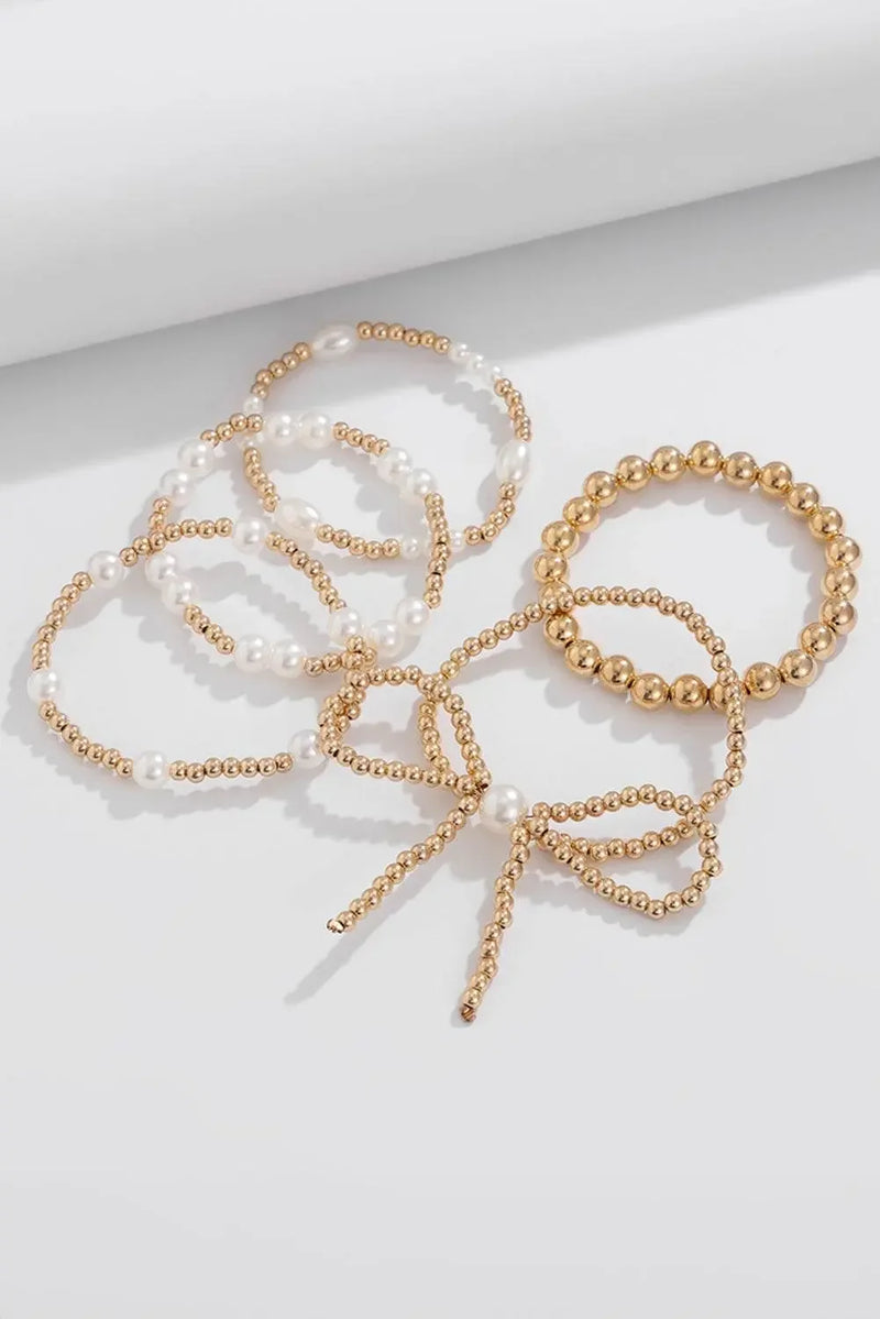 Gold Bow Multi Layered Bracelet Set - IVORYNN