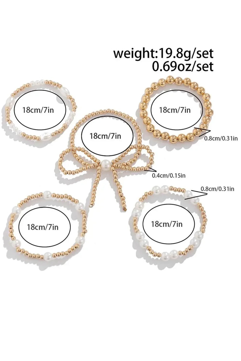 Gold Bow Multi Layered Bracelet Set - IVORYNN