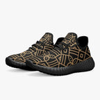 IVORYNN men's black knit mesh sneakers with gold geometric pattern, modern casual shoes