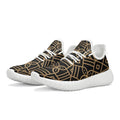 IVORYNN men's knit mesh sneakers with gold geometric pattern and white soles
