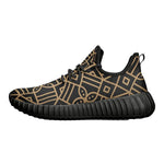 Golden geometric patterned men's knit mesh sneaker with black sole, stylish men's fashion at IVORYNN